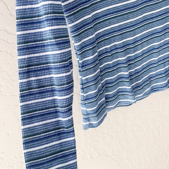 Vintage Faded Glory Striped Ribbed Knit V Neck Tee - Picture 7 of 8